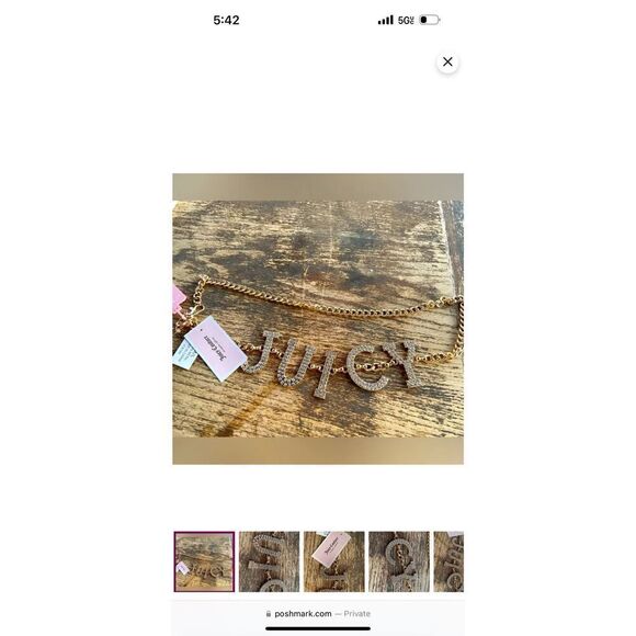 JUICY COUTURE pave logo gold ice CHAIN BELT LARGE/xl extra y2k og glam - Picture 1 of 7